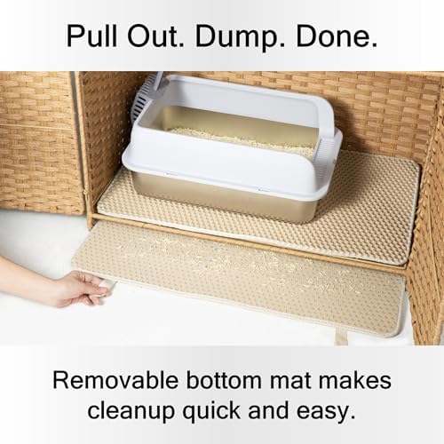 Rattan Cat Litter Box Enclosure Large, 30.3”L x 18.2”W x 24.2”H - Image 4