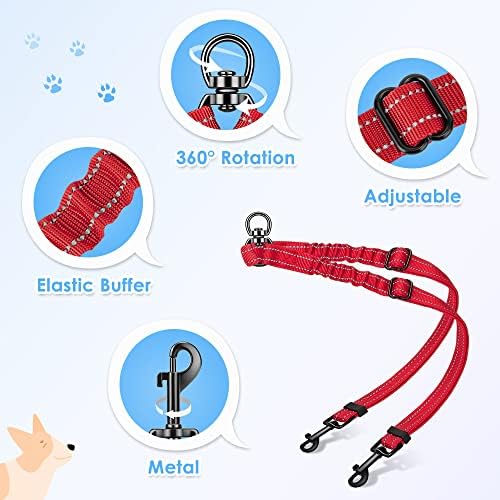 AUTOWT Double Dog Leash, No Tangle 360° Swivel Rotation Reflective Lead - Image 4