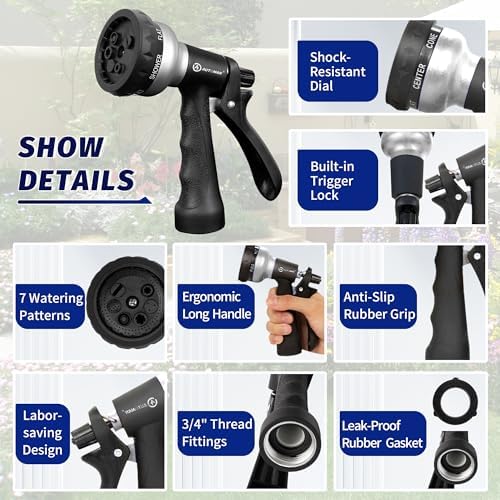 AUTOMAN-Garden-Hose-Nozzle, 2 Pack ABS Water Spray Nozzle, 7 Adjustable - Image 3