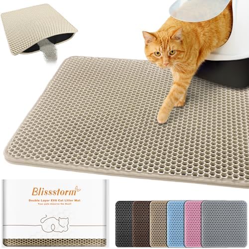 Cat Litter Mat 16"x20", Double Layer EVA litterbox Mat by BLISSSTORM