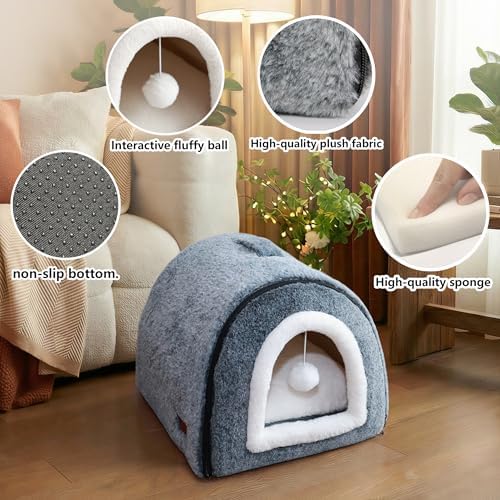 Cat Bed for Indoor Cats，Foldable cat cave，Anti-Slip & Water-Resistant - Image 6