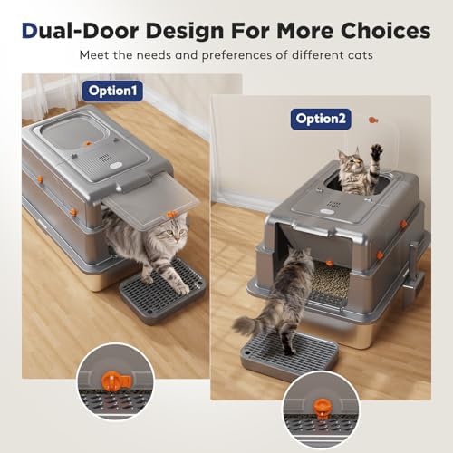 FURTIME XXXL Extra Large Enclosed Stainless Steel Litter Box - Image 5
