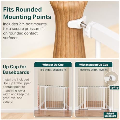 Cumbor 30-40.6 in Baby Gate for Stairs and Doorways, Dog Gate Indoor White - Image 6