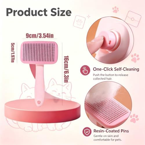Self-Cleaning Cat Brush & Pet Hair Remover Set, Reusable Lint Remover - Image 2