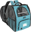 PetAmi Expandable Dog Cat Backpack Carrier, Airline Approved, Teal Blue by PetAmi