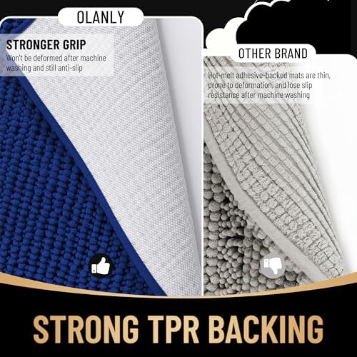 OLANLY Thick Chenille Bathroom Rugs 34x21, Soft Absorbent Bath Mat - Image 5