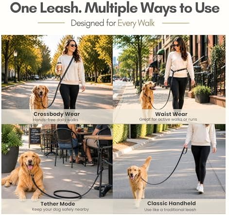 Hands-Free Waterproof Dog Leash, Adjustable Waist & Crossbody Dog Leash - Image 2