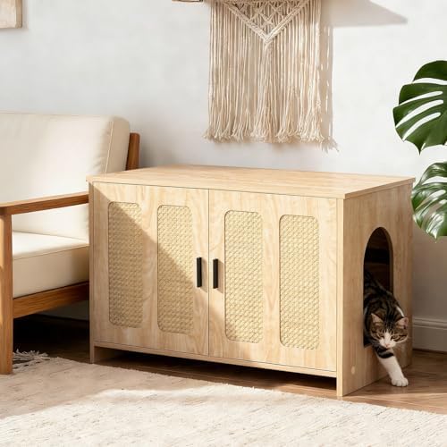 HOOBRO Farmhouse Cat Litter Box Enclosure, Hidden Litter Box Furniture - Image 4