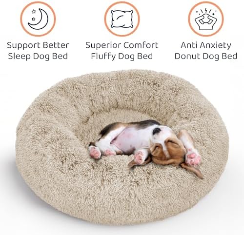 Calming Donut Dog Bed for Small Dogs, Round Dog Bed for Medium & Large Dogs - Image 3