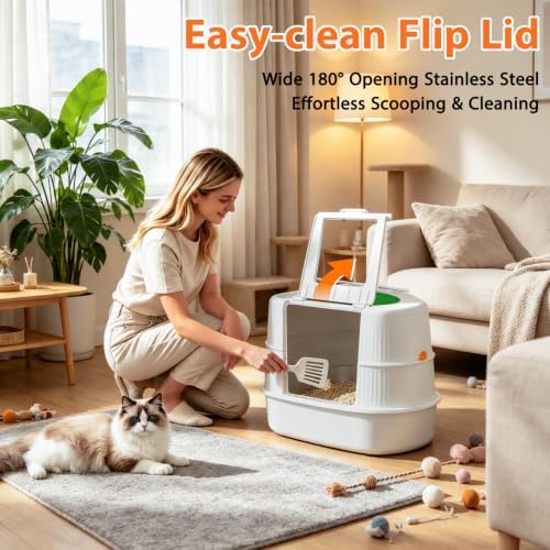 Large Enclosed Corner Cat Litter Box - Image 6