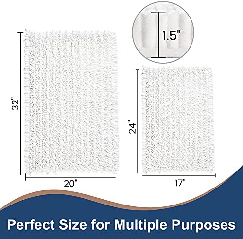 Luxury Chenille White Bathroom Rugs Sets 2 Piece, Thickened Hot Melt Rubber - Image 6