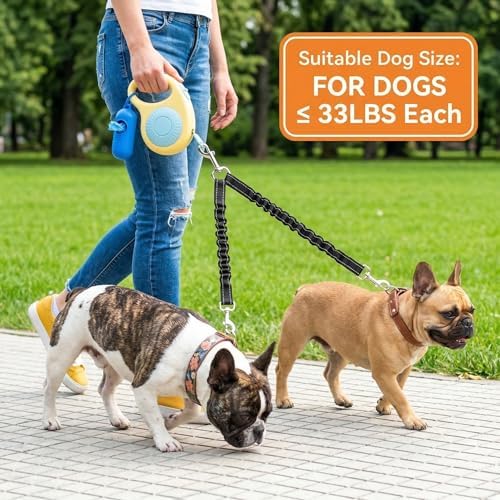Double Dog Leash for Walking 2 Small Dogs, Dual Retractable 9.8ft Extendable - Image 6
