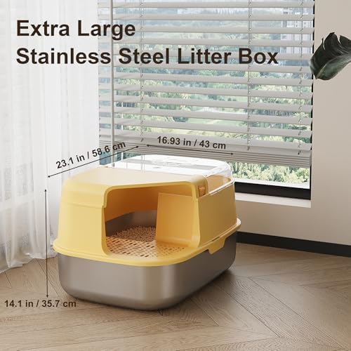 3-in-1 Convertible Cat Litter Box, ABS + Stainless Steel Pan, Enclosed Low - Image 2