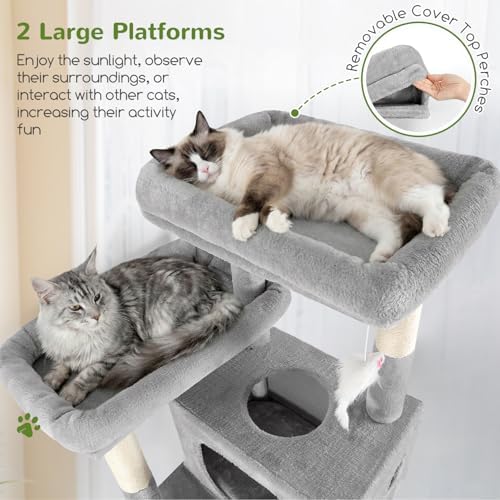 Globlazer 83inch Sturdy Multi-Level Tall Cat Tower, Light Grey - Image 4