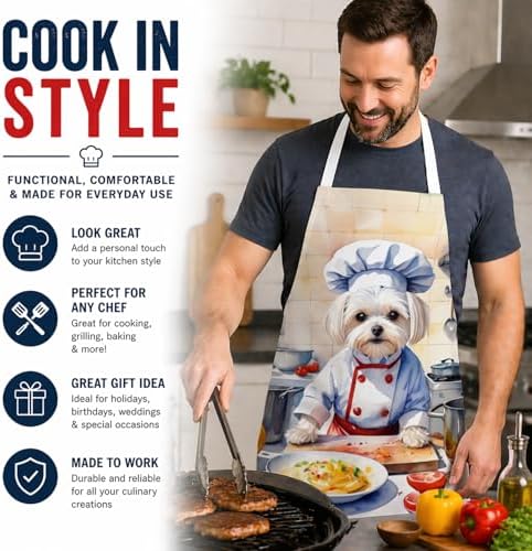 Caroline's Treasures Maltese The Chef Apron Cooking Kitchen Server Baking - Image 2