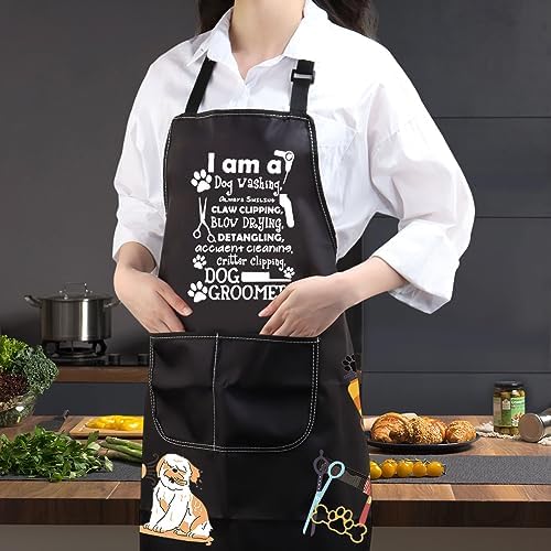 JXGZSO Dog Groomer Gifts Dog Groomer Apron Pet Grooming Apron Dog Hairdresser - Image 3