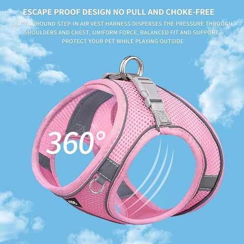 AIITLE Dog Harness and Leash Set, Step-in Puppy Pet Vest, Pure Pink S - Image 4