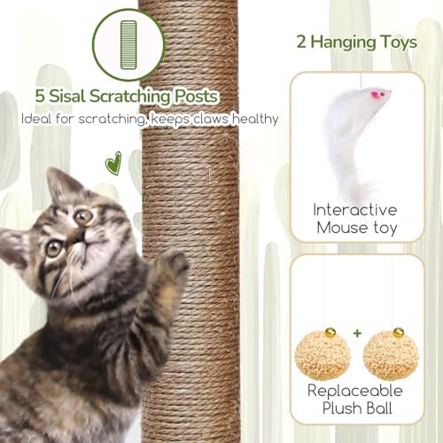 Globlazer 52in Cactus Cat Tree Tower - Image 5