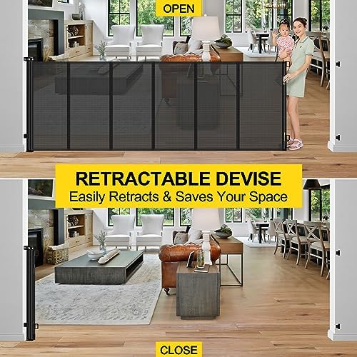 Reinforced 42" Tall x 130” Extra Wide Retractable Baby Gates Tall Dog Gate - Image 5