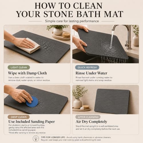 Stone Bath Mat – Diatomaceous Earth Quick Drying Non-Slip Bathroom Mat – - Image 6
