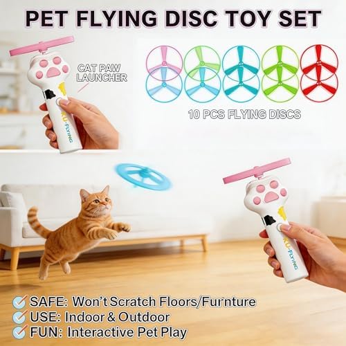 Cat Toy Disc, Interactive Cat Fetch Toy Flying Discs - Image 6