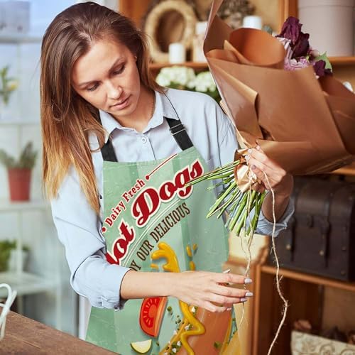 Vintage Hotdog Kitchen Apron for Women Men, Adjustable Apron Chef Bakers Apron - Image 6