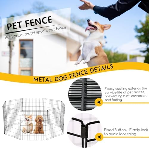 FDW Dog Pen Playpen Puppy Pet Playpen 8 Panel Indoor Outdoor Metal Portable - Image 2
