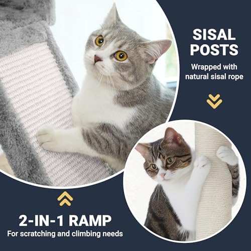 Allewie 82 Inches Large Cat Tree/House/XXL Tall Cat Towers - Image 4