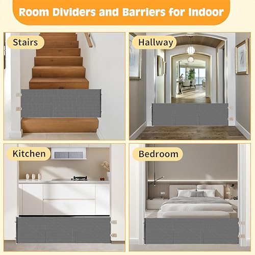 17 Inch Retractable Step‑Over Dog Gate, Adhesive Mount Pet Barrier - Image 2