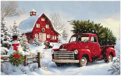Giwawa Red Truck Bath Rug Winter Xmas Tree Microfiber Front Door Mat 20x32 Inch by Giwawa