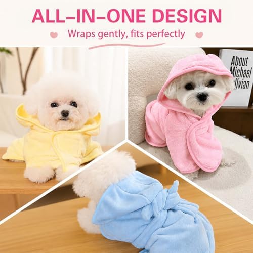 Dog Bathrobe Towel with Hood Super Absorbent Pet Bath Robe - Image 6