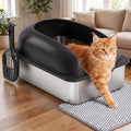 Stainless Steel Cat Litter Box, Large Metal Litter Boxes High Sides by Aidoly