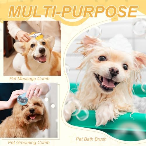 Pet Bath Brush, Dog Shampoo Brush New 2 in 1 Grooming Massage Scrubber Bubble - Image 7