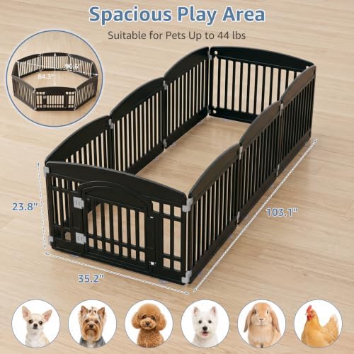 DUMOS Plastic Dog Playpen, 24 Inch 8 Panels Small Pet Fence Play Pen - Image 5