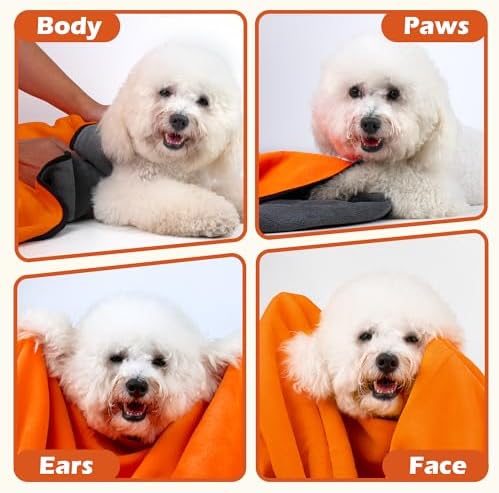 MICOOYO Dog Towels for Drying Dogs 3 Pack, Ultra Absorbent Microfiber Pet Bath - Image 5