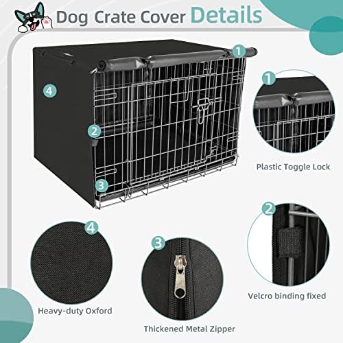 Seiyierr Dog Crate Cover for 42" Large Wire Dogs Cage, Puppy Kennel - Image 3