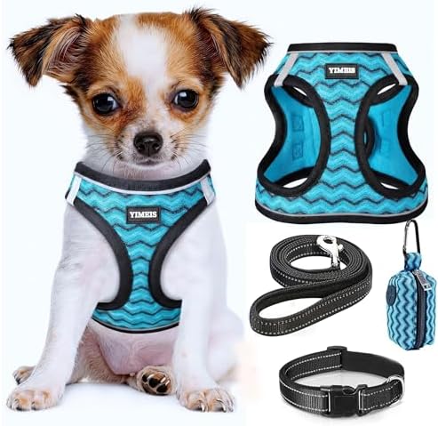 No Pull Dog Puppy Harness and Leash Set Reflective Mesh Vest Medium by YIMEIS