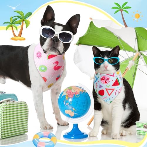 Preboun 50 Pcs Summer Bandanas for Dogs Bulk, Hawaiian Tropical Style - Image 4