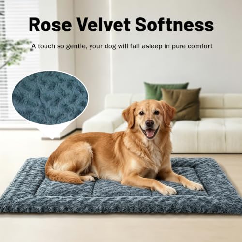 Large Size Washable Non‑deformable Rose-Velvet Comfort Dog Crate Mat - Image 2