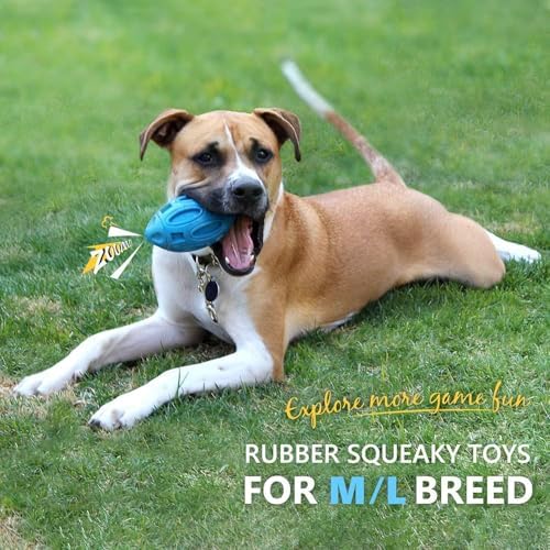 EASTBLUE Dog Toys for Aggressive Chewers, Indestructible Squeaky Football - Image 2