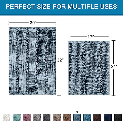 Non Slip Thick Shaggy Chenille Bathroom Rug Mat Set Extra Soft and Absorbent - Image 2
