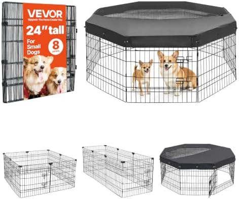 VEVOR Dog Playpen, 24 Inch 8-Panel Metal Puppy Pen by VEVOR