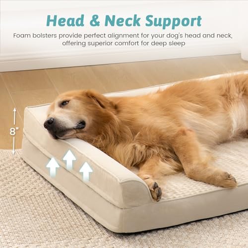 COZY KISS Orthopedic Dog Bed for Extra Large Dogs, L Shaped XXL 48x35 inch - Image 3