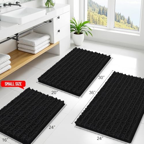 Smiry Bathroom Rugs 34X21, Extra Soft Rubber Backing Chenille Bath Mats - Image 2