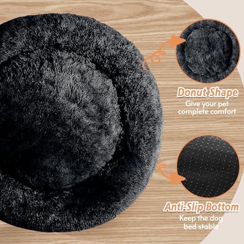 JOLLYVOGUE Dog Bed, Calming Anti-Anxiety Large Dog Bed, Fluffy Donut Cushion - Image 4