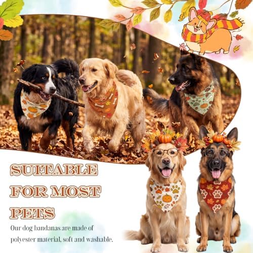 Preboun 100 Pcs Fall Paw Print Dog Bandanas Bulk, Autumn Thanksgiving Party - Image 4