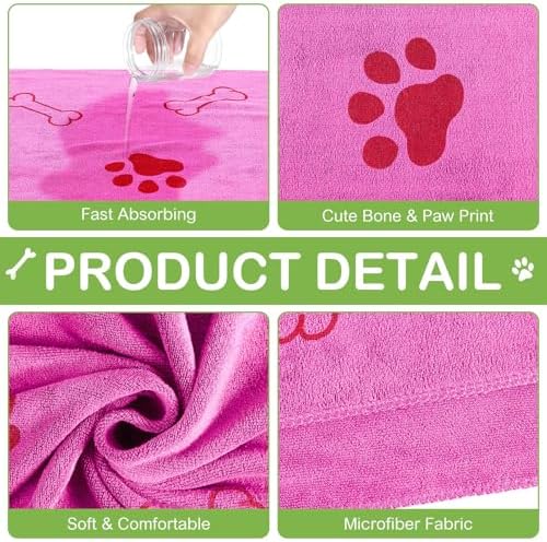 8 Pcs Dog Towel for Drying, 40 x 24 Inch, Dog Paw and Bone - Image 4