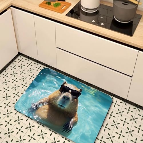 Bathroom Floor Mat, Cute Capybara Bathroom Rugs, Quick Dry Swimming Animal - Image 7