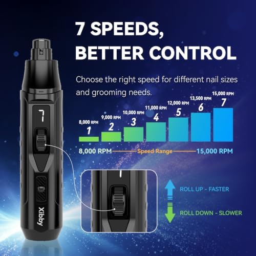 Silent Groom Pro Quiet Dog Nail Grinder, 7 Speeds, 000 RPM, 2 LEDs - Image 4