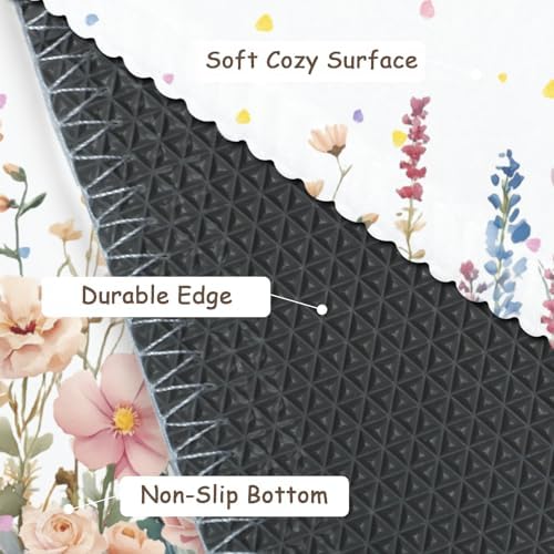 Giwawa Colorful Flower Bath Rug Botanical Floral Extra Soft Bathroom Carpet - Image 4